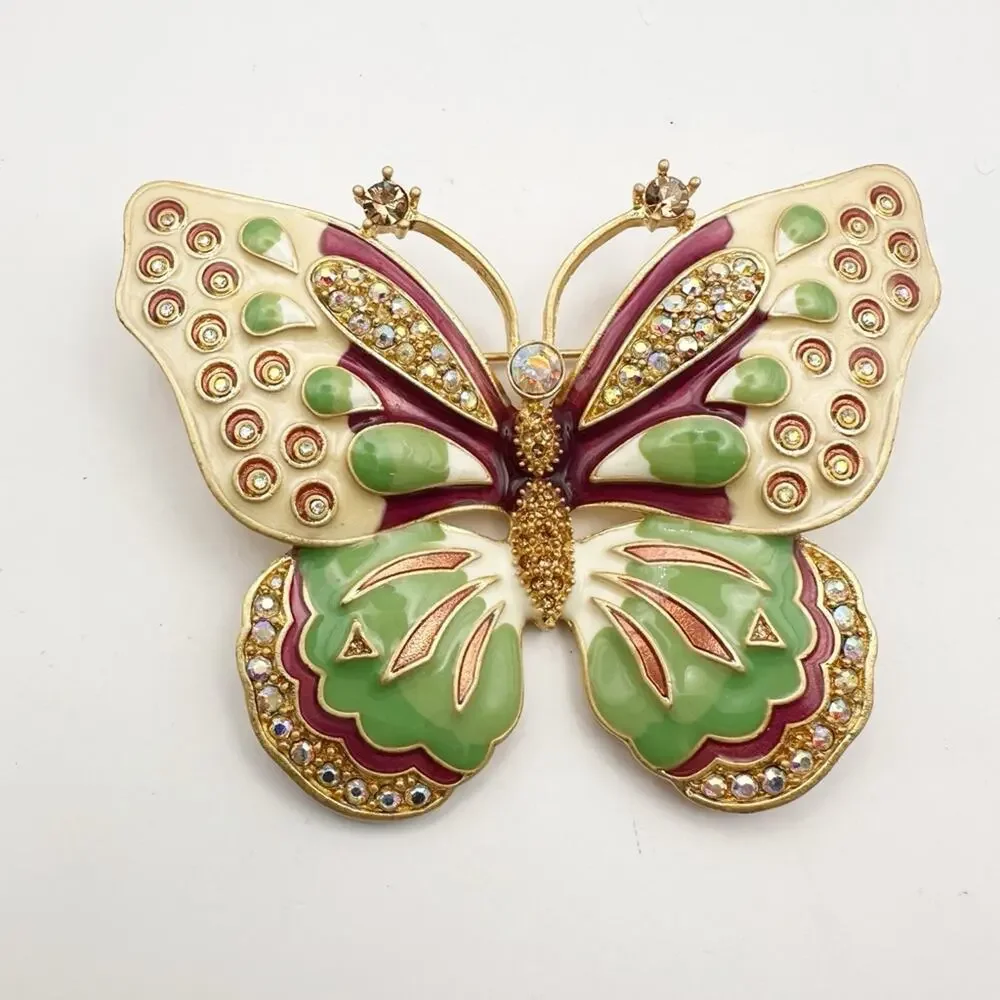 Kenneth Jay Lane Butterfly Brooch Vintage KJL Oversized Pin Statement Jewelry